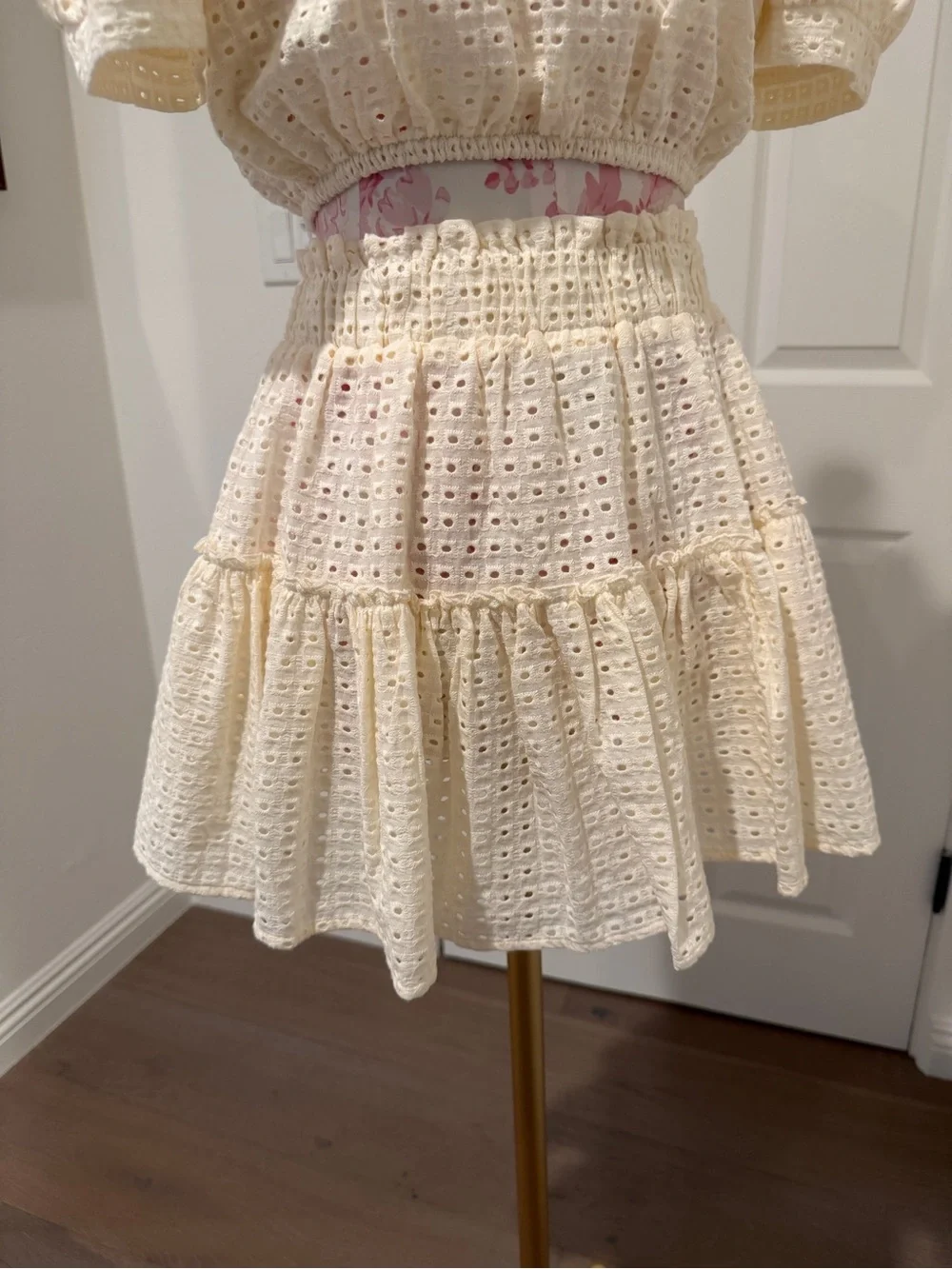 Eberjey Cream Eyelet Skirt
